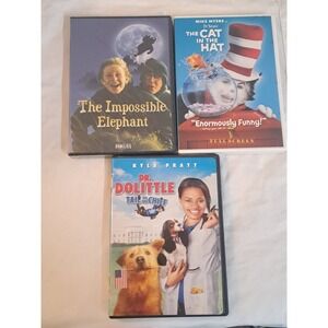 Family DVD Lot Cat in the Hat Dr Dolittle Tail to Chief NEW Impossible Elephant